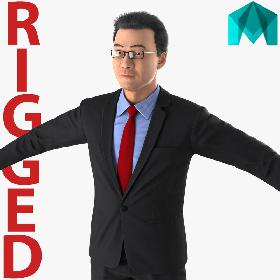 Asian Businessman Rigged for Maya